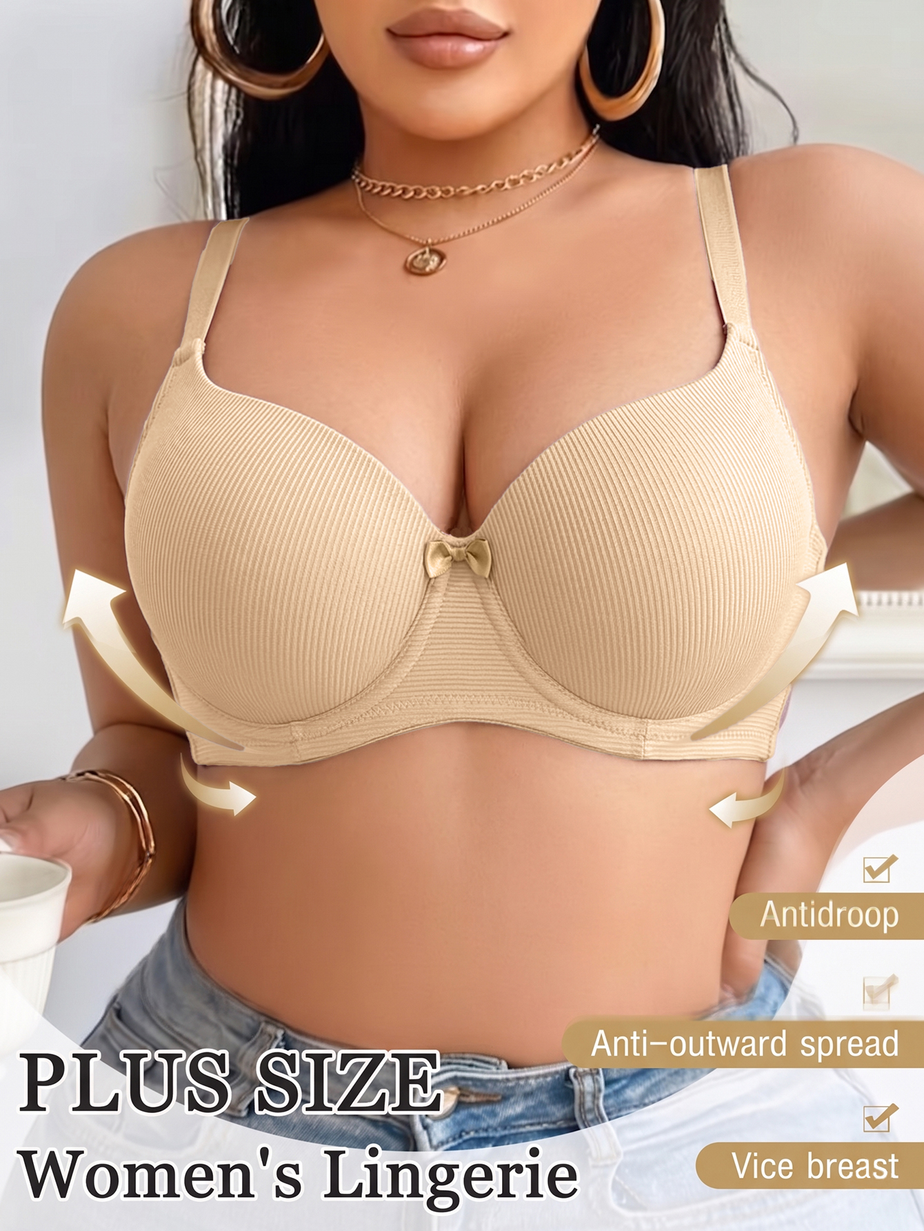 Plus Size Women Bra Thin Cup U - đánh giá và giá Plunge Bra Push Up