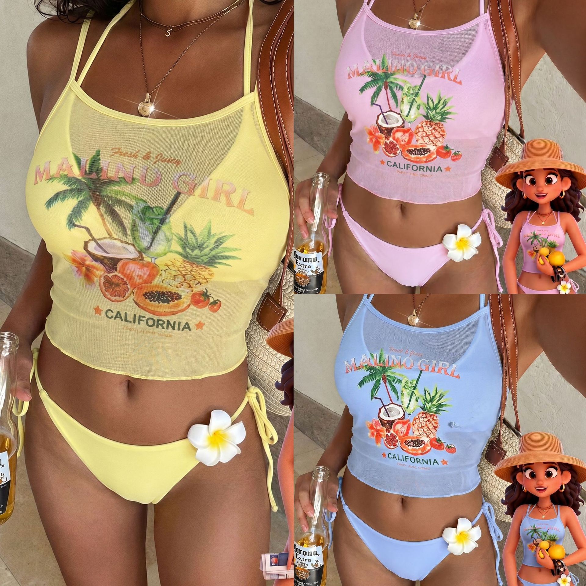Fruit Print Bikini Bra Top Pas - đánh giá và giá Sheer Mesh Bra